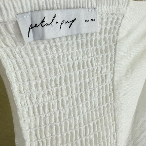 Petal + Pup Rosetta White Strapless Midi Dress Twist Front Cotton Linen US 4 - Picture 8 of 12